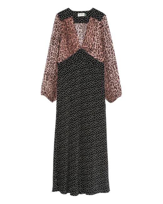 Rixo Brown Kaila Polka-Dot Midi Dress