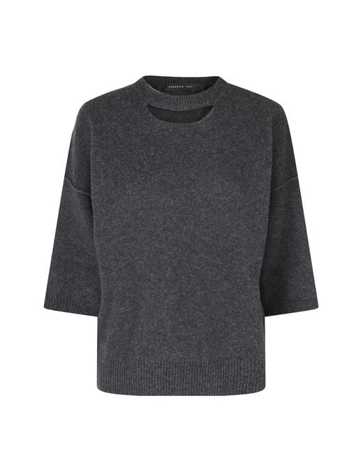 FEDERICA TOSI Gray Cut-Out Drop-Shoulder Sweater