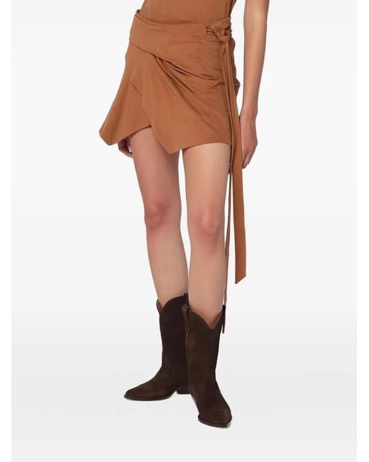 Isabel Marant Brown Mini Berenicia Tie-Detail Skirt