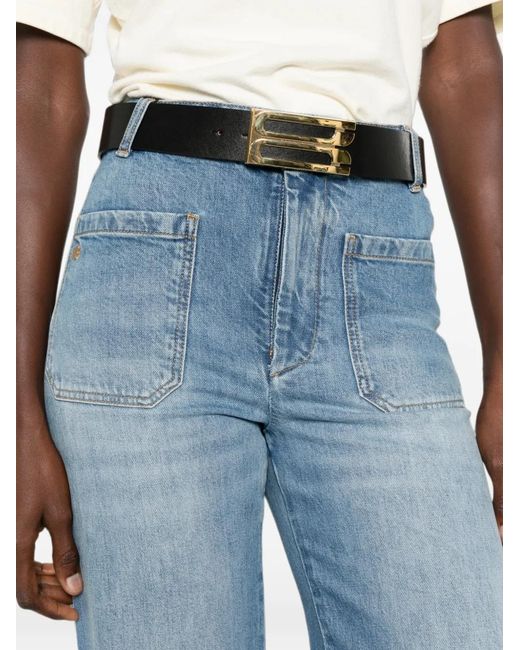Victoria Beckham Blue Alina Patch-Pocket Wide-Leg Jeans