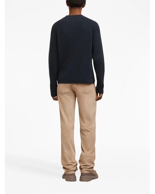 AMI Blue Logo-Patch Sweater for men