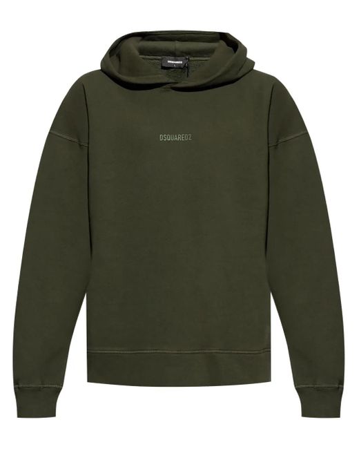 DSquared² Green Logo-Print Cotton Hoodie for men