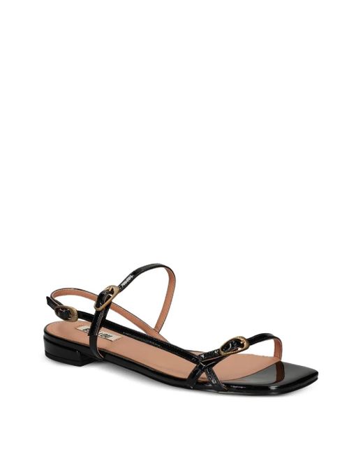 Bibi Lou Black Buckle-Detail Square-Toe Sandals