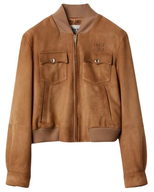 Miu Miu Brown Suede Nappa Leather Jacket