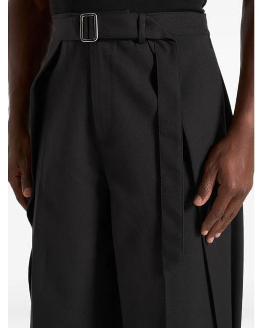 Manière De Voir Black Charles Wide Fit Wrap Leg Tailored Trousers for men