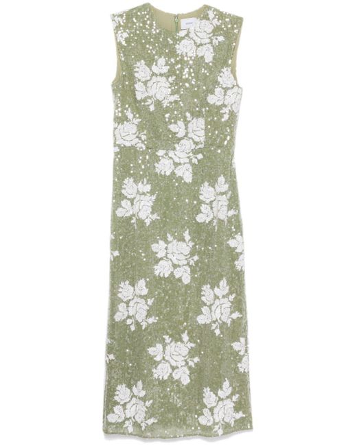 Erdem Green Sleeveless Midi Dress