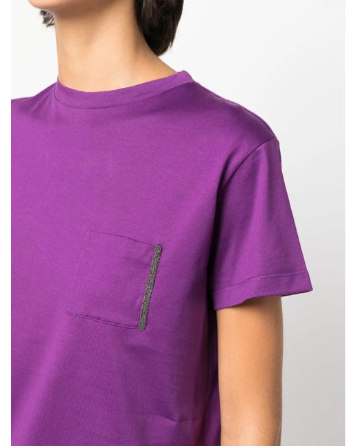 Fabiana Filippi Purple Chain-Detail Cotton T-Shirt