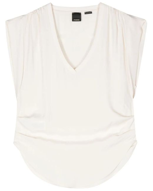 Pinko White V-neck Top