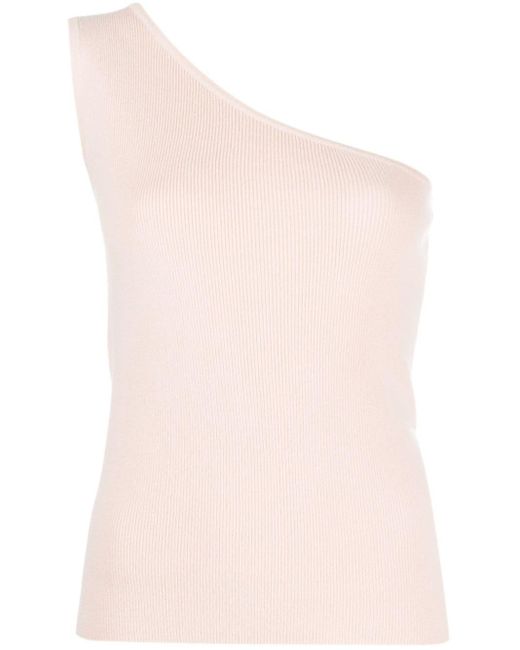 Max Mara Pink One-shoulder Ribbed-knit Top