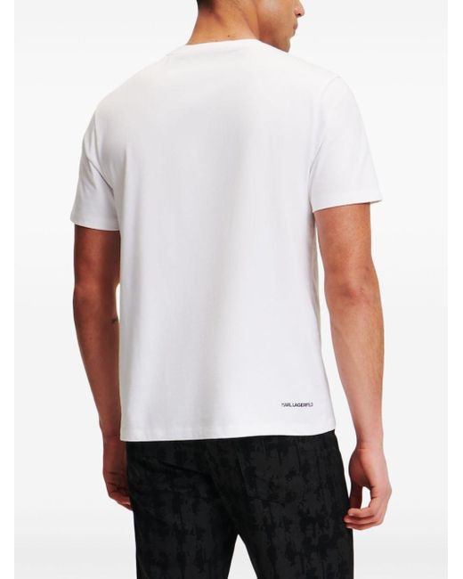 Karl Lagerfeld White Kameo Logo-embroidered T-shirt for men