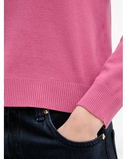 Benetton Pink Ribbed-Trims Sweater