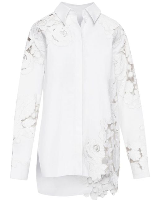 Oscar de la Renta White Corded-lace Twill Shirt