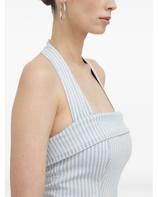 Guess White Halter Striped Mini Dress