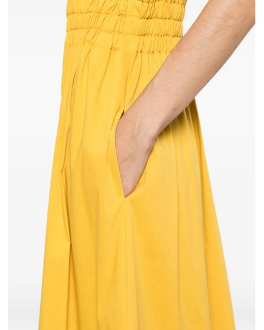 Clips Yellow Two-Tone Smocked-Waist Midi Dress