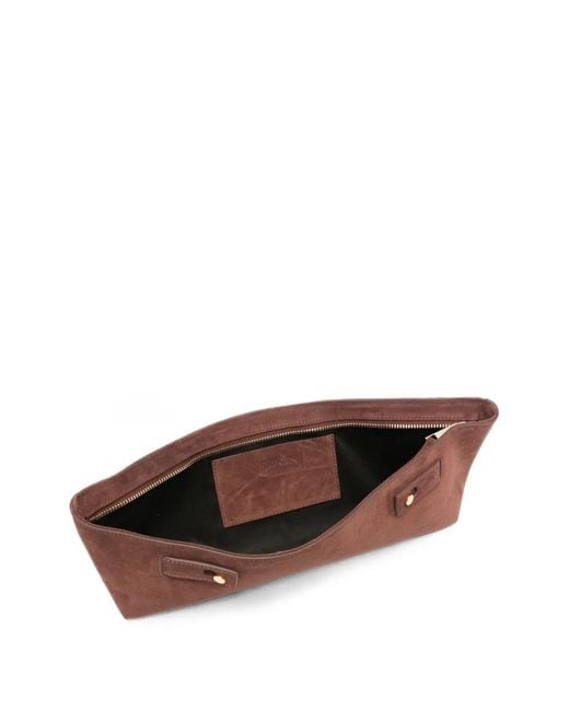 Erika Cavallini Semi Couture Brown Suede Clutch Bag