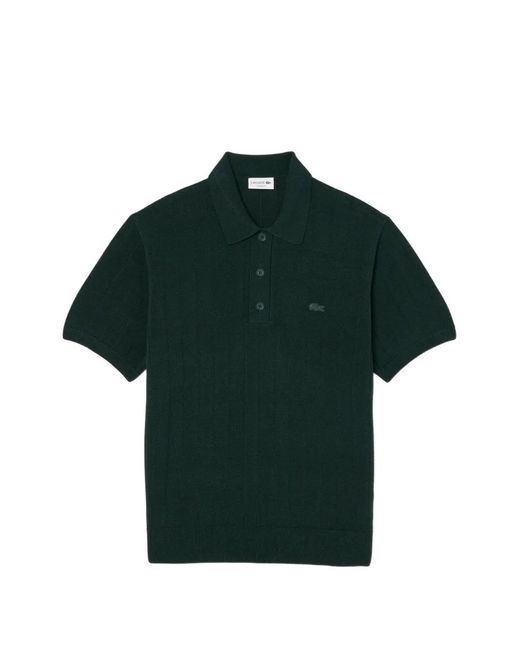 Lacoste Green Cable-Knit Short-Sleeve Polo Shirt for men