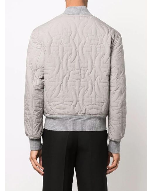Ferragamo Gray Gancini-Logo Bomber Jacket for men