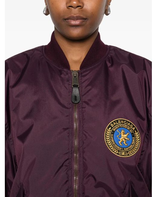 Balenciaga Purple Logo-Patch Bomber Jacket