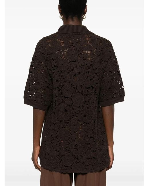 P.A.R.O.S.H. Black Macramé Shirt