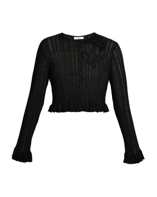 Erdem ラッフルディテール クロップド カーディガン Black