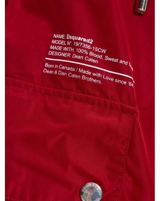 DSquared² Red Hooded Pocket Coat