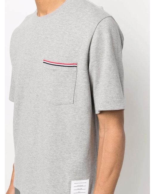 Thom Browne Gray Patch Pocket Cotton T-shirt for men