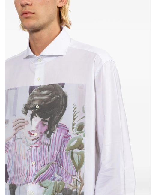 Junya Watanabe White Chemise À Imprimé Graphique for men