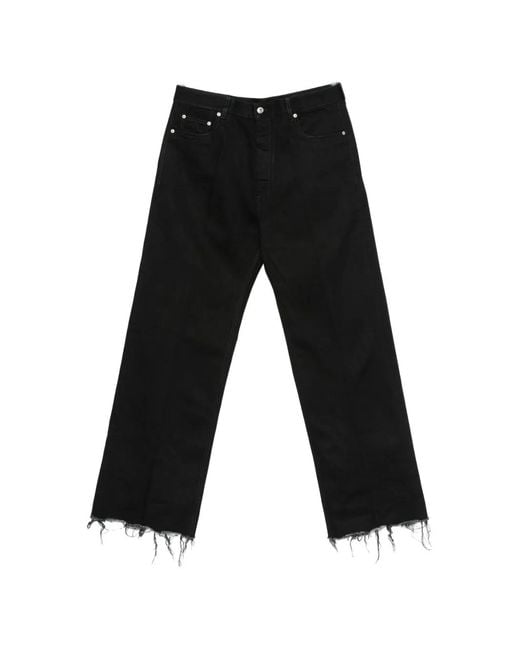 Rick Owens Black Geth Raw-Cut Wide-Leg Jeans for men