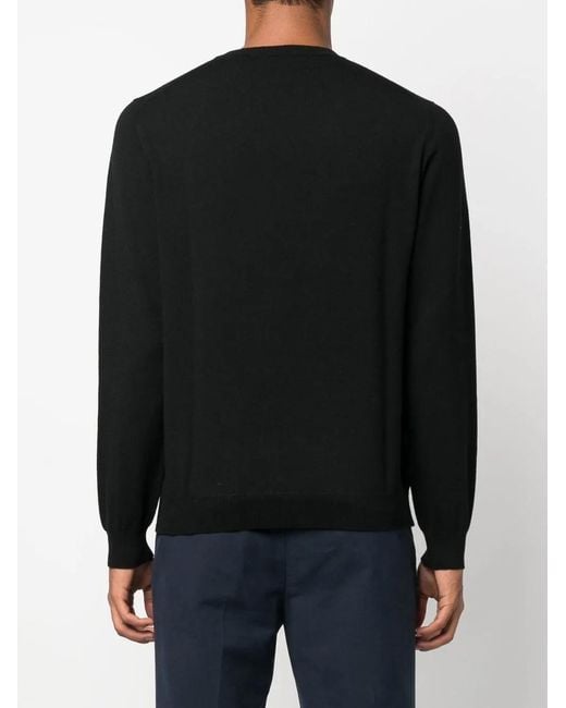 Zanone Black Crew-Neck Fine-Knit Jumper for men
