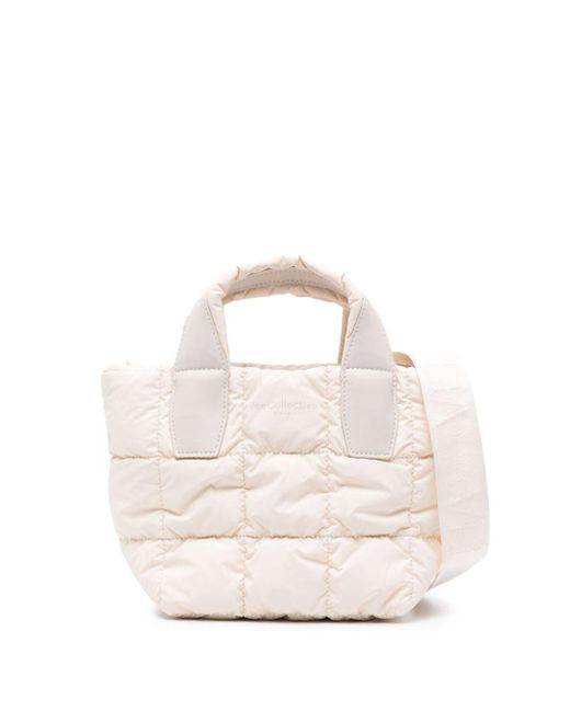 VEE COLLECTIVE White Mini Porter Quilted Tote Bag