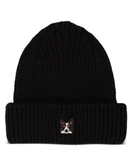 PELO FOUNDATION Black Beanie Mit Border Collie-Patch