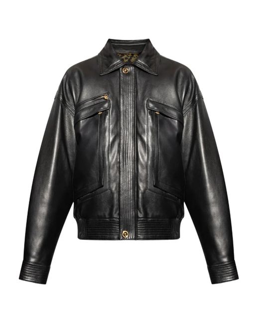 Versace Lederjacke in Black für Herren