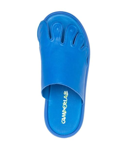 CAMPERLAB Blue Pelotas Flota Toes-Shaped Leather Slides
