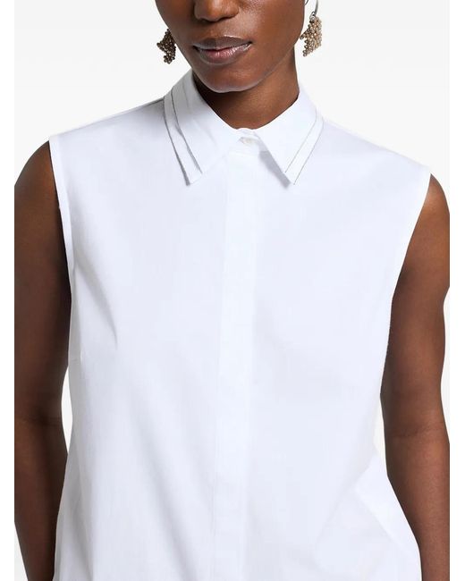 Peserico White Chemise À Détails De Pompons