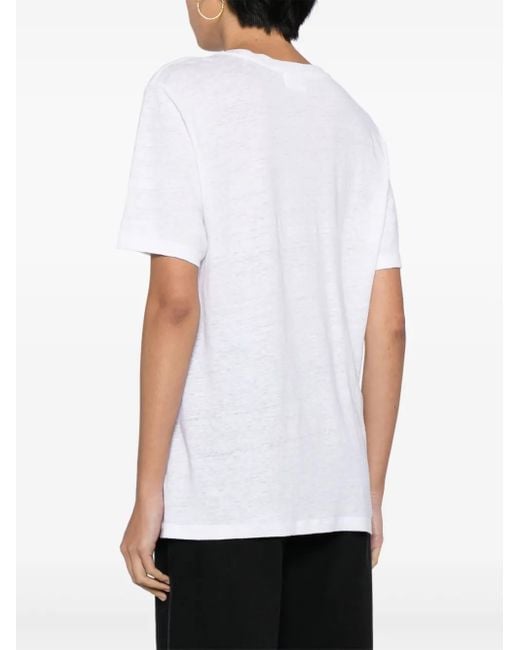 T-Shirt Zewel En Lin À Logo Imprimé Isabel Marant en coloris White