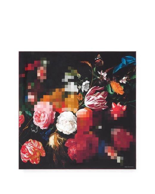 Dries Van Noten Red Silk Square Scarf