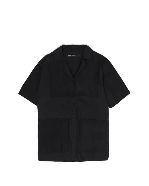 Bimba Y Lola Black Embroidered-Patchwork Shirt