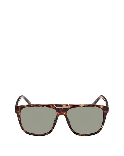 GUESS EYEWEAR Gray Tortoiseshell-Effect Pilot-Frame Sunglasses for men