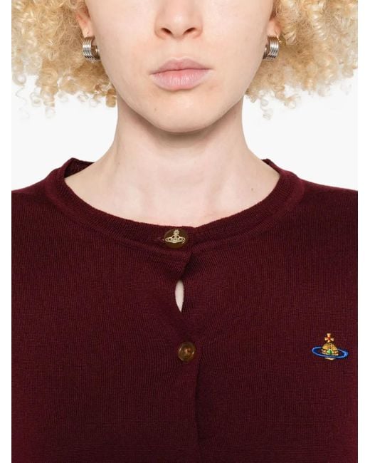 Vivienne Westwood Red Bea Orb-Embellished Button Cardigan