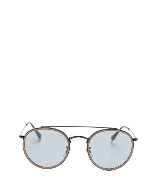 Ray-Ban Metallic Double-Bridge Round-Frame Sunglasses