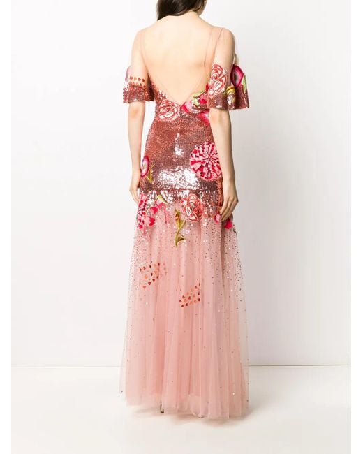 Temperley London Pink Tüllrobe Mit Pailletten
