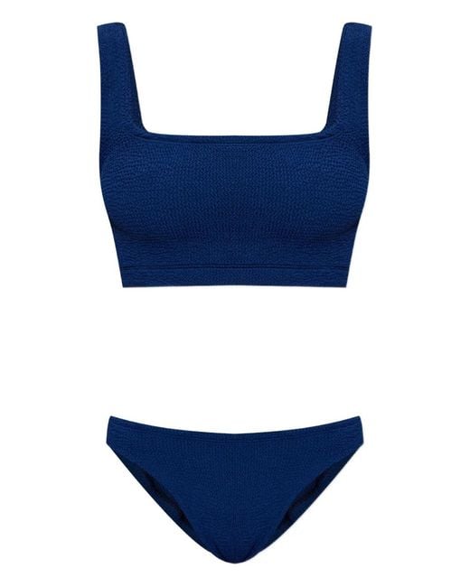 Hunza G Blue Xandra Crinkle-Effect Bikini
