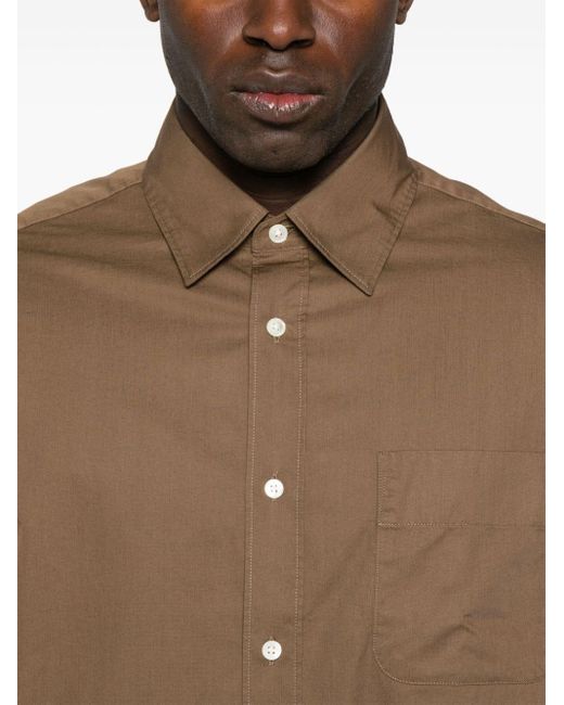Closed Brown Logo-embroidered Cotton Shirt for men