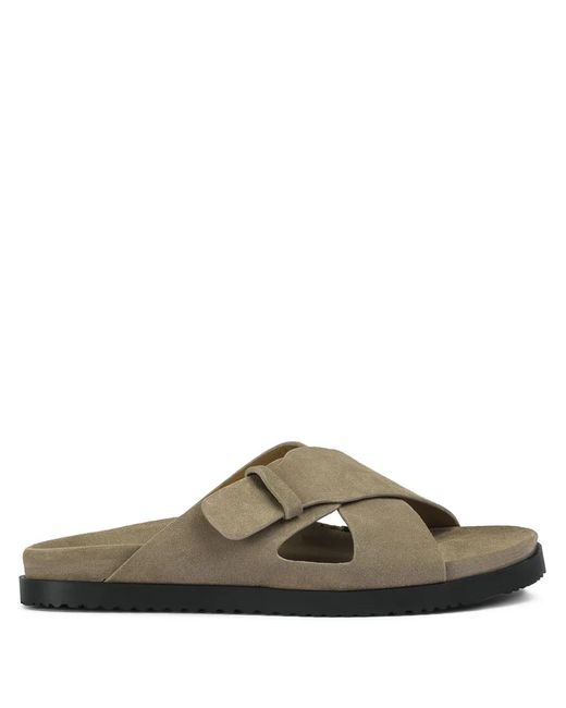 Doucal's Brown Crossover-Strap Slide Sandals for men