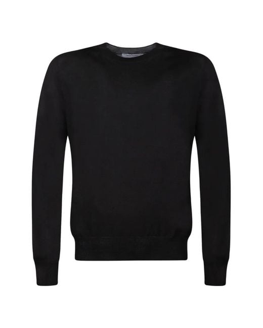 Gran Sasso Black Crew-Neck Long-Sleeve Sweater for men