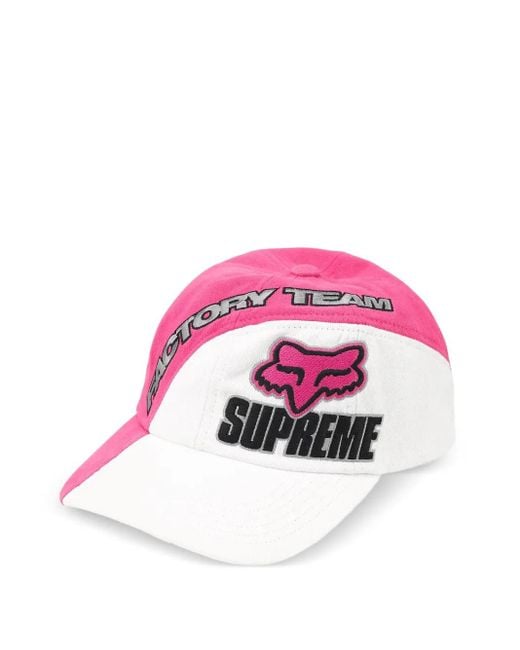Supreme X Fox Racing Logo-Embroidered Cap in Pink for Men | Lyst