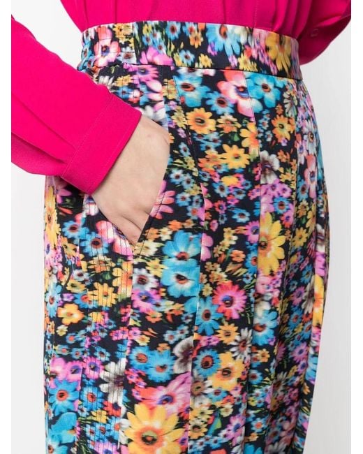 Stella McCartney Blue Christelle Floral-Print Tapered Trousers