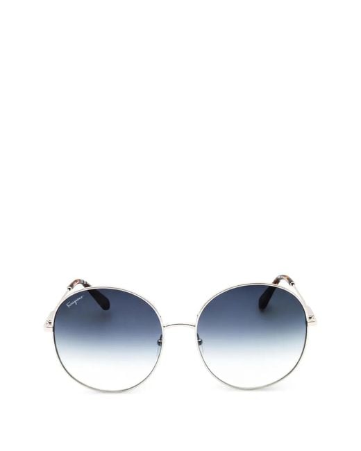 Ferragamo Blue Round-Frame Sunglasses