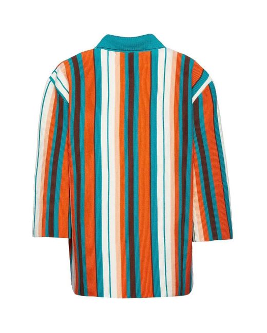 LaDoubleJ Blue Bay Polo Stripe-Pattern Jumper