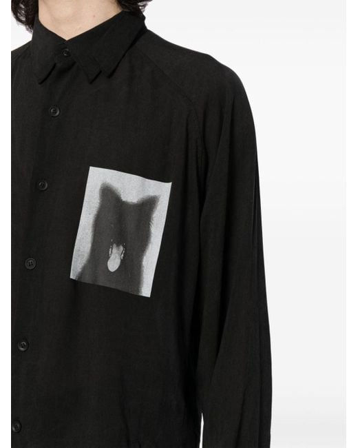 Yohji Yamamoto Black Graphic-print Shirt for men